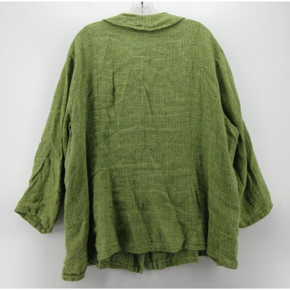 Flax Top 1G Plus Linen Blouse Button Up Lagenlook Oversized Artsy - Picture 6 of 9